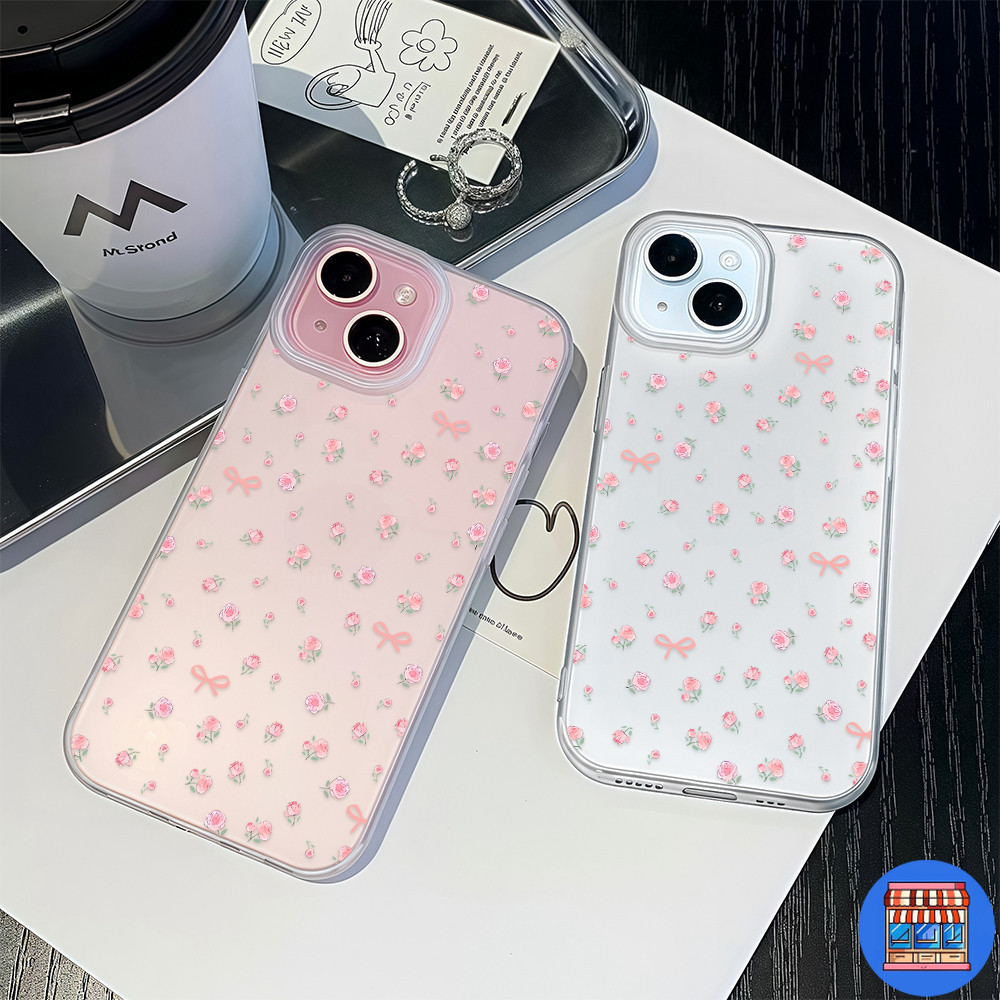 จัดส่งทันที เคสของไอโฟน12 ลายดอกไม้ชมพู เคสแบบด้านสำหรับIPhone12 13 16 14 15 11 Pro PROMAX 7/8PLUS X XS XR XSMAX ป้องกัน