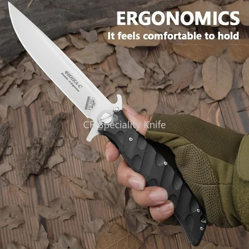 BALL Bearing n HOKC Finka KGB Folding Knife D2 Blade G10 Handle Pocket Knives Kitchen Knife Utility 