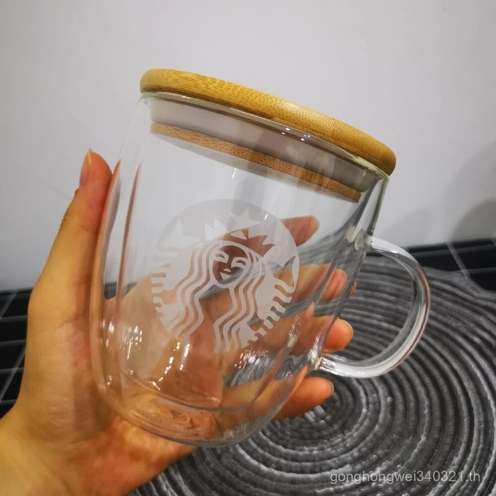Starbucks Coffee Glass Mug Bamboo Lid Double Walled 350ml/450ml thumbnail 10