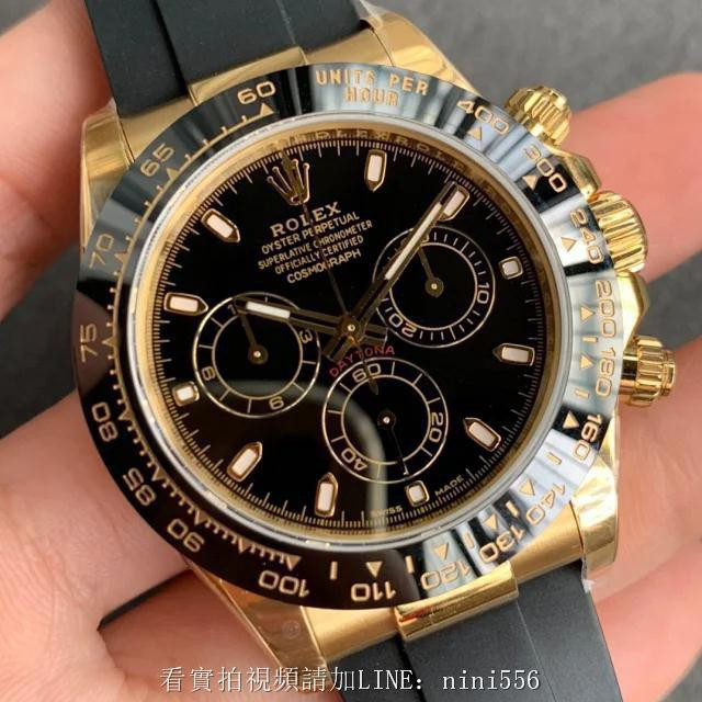 Real Shot N Rolex Rolex Rolex Rolex Da-ytona series M116518LN - 0043 18 เค สายยาง สีทอง 40 มม อัตโนม