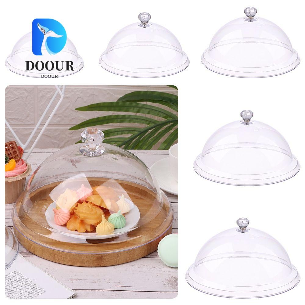 DOOUR ฝาครอบอาหารกันฝุ่นโปร่งใสฝุ่นถาดเก็บขนมตกแต่งปาร์ตี้สร้างสรรค์เค้กอะคริลิคแผ่นขนมปัง