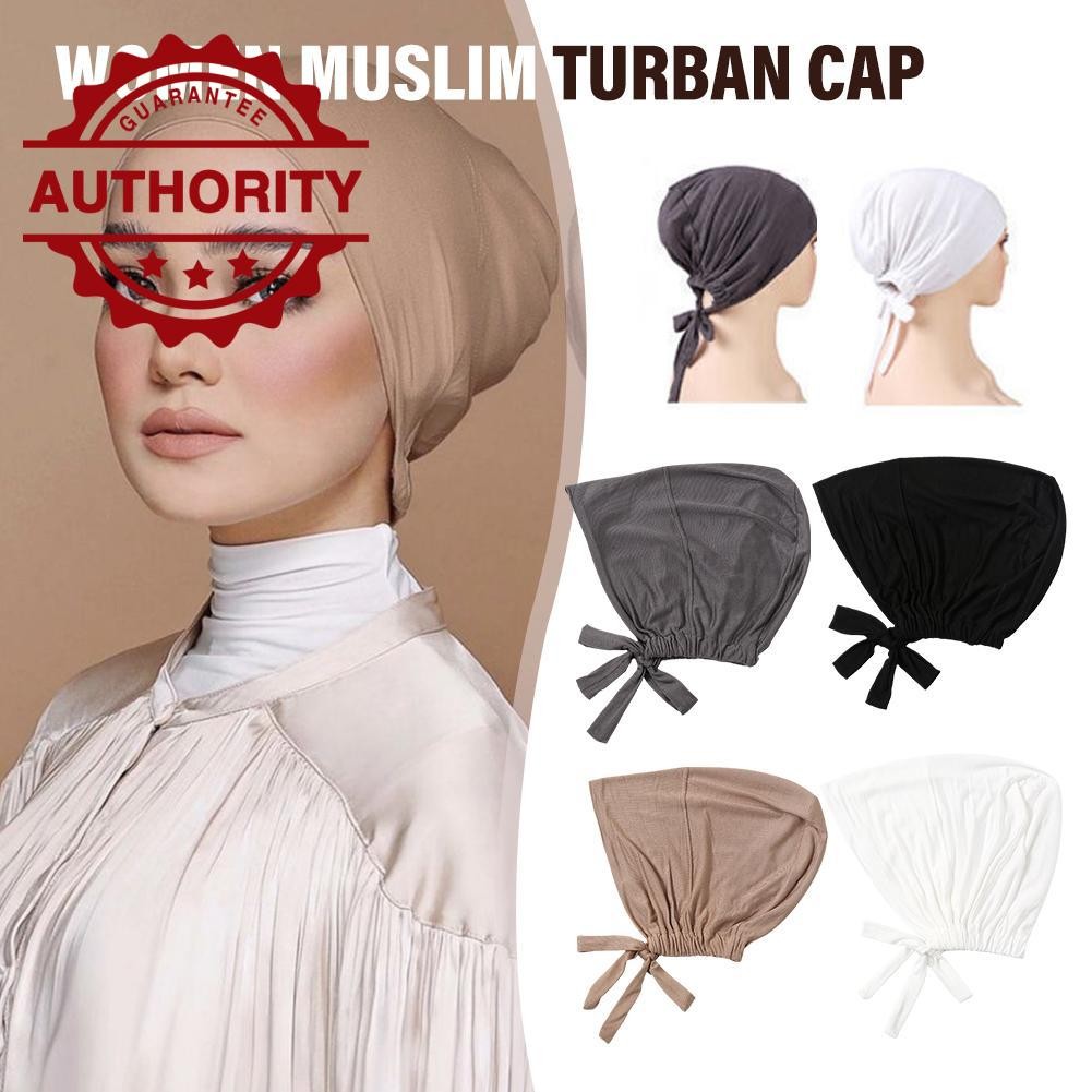 มุสลิมยืด Turban หมวก Modal ยืดหยุ่นปรับผ้าพันคอสีทึบสำหรับ Z4s0