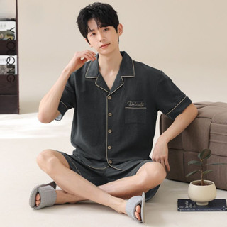 YHTN ชุดนอนผู้ชายไซส์ใหญ่ เสื้อนอนผู้ชาย สันทนาการ คุณภาพสูง…