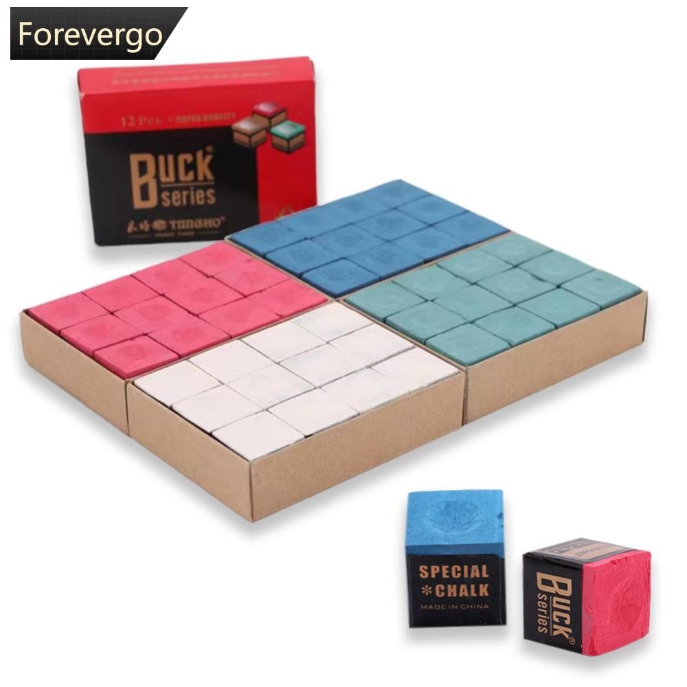 FVG 12 ชิ้น/กล่องบิลเลียด Cue Tip Chalk American Black 8 Pool Cue Tip Square Powder อุปกรณ์เสริมสำหรับบิลเลียด