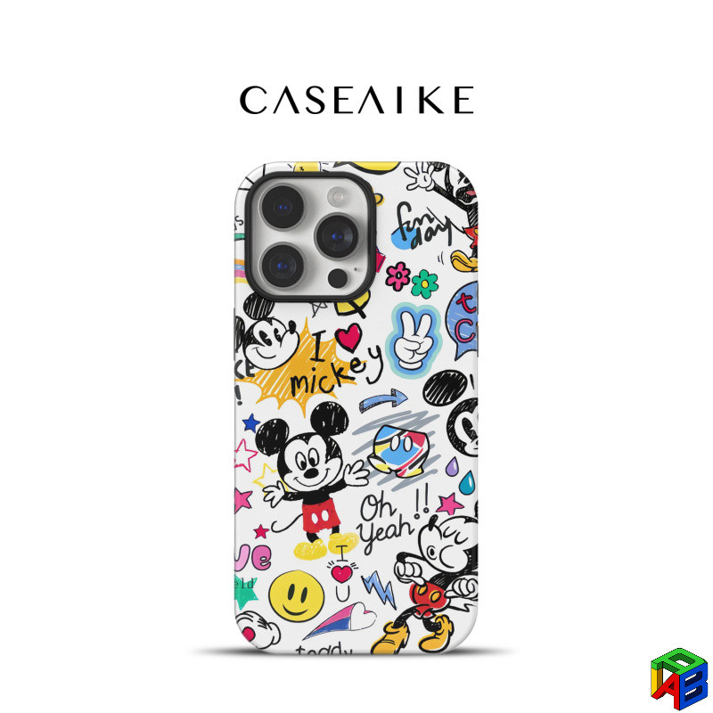 เคสโทรศัพท์ Doodle Mickey Apple 17/16Promax iPhone 14/15ProMax 14Plus ฟิล์ม 2-in-1 ปก 11/12/13Promax Xsmax 7/8plus เคสป้องกันป้องกันการตกสองชั้น