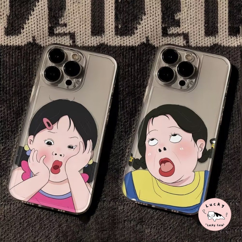 การแสดงออกทางสีหน้าตลกผู้หญิงใสนุ่มเคสเข้ากันได้กับ IPhone 16 15 11 13 14 12 Pro Max 7Plus XR XS X Max 15 8 7 16 14 Plus