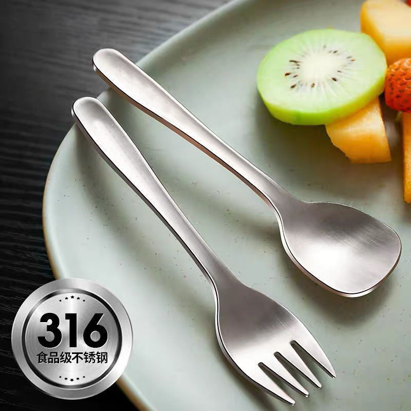 ช้อนส้อมสแตนเลส 316 ช้อนซุปสำหรับเด็ก ช้อนกาแฟ ช้อนน่ารัก ชุดเครื่องใช้บนโต๊ะอาหาร 4 U8WY