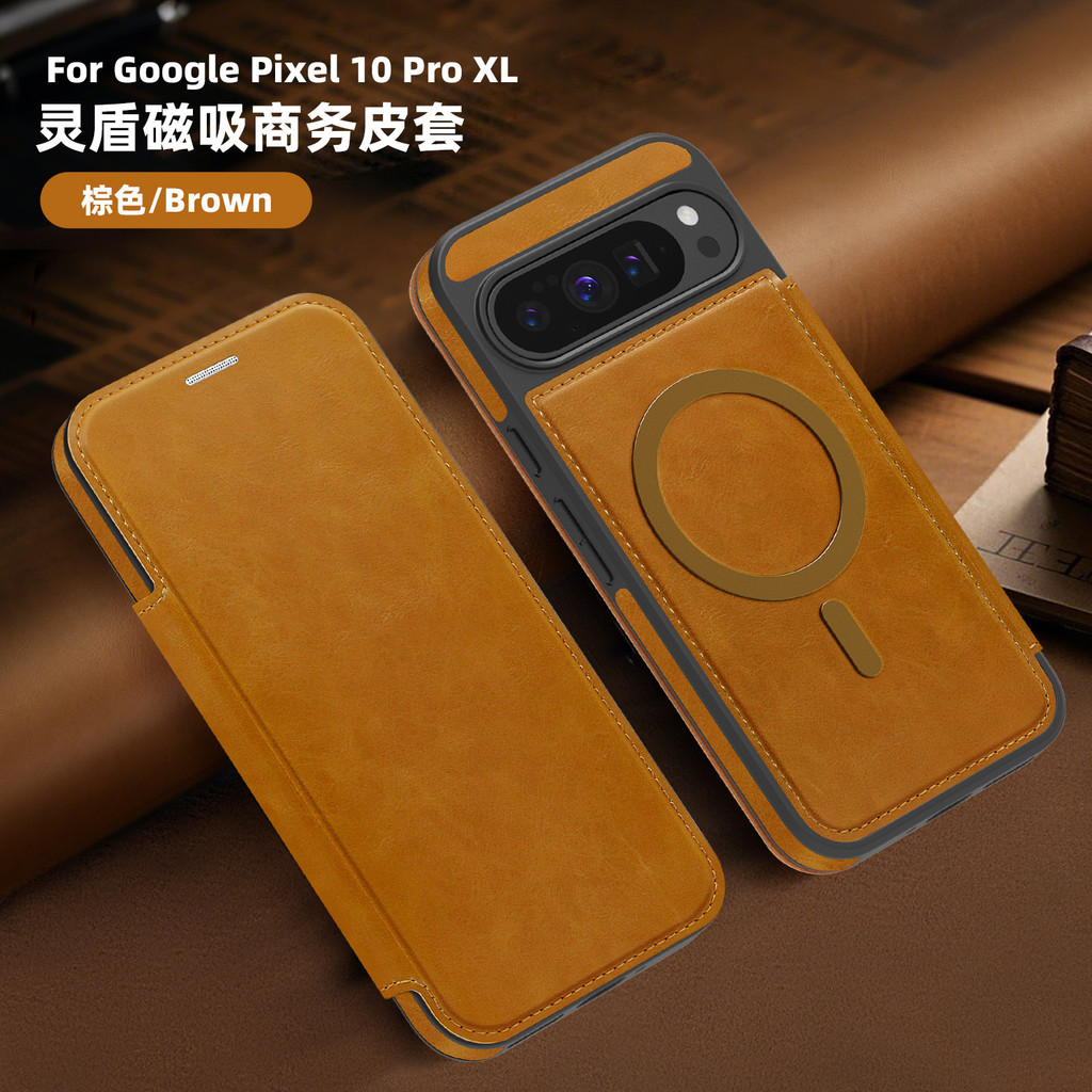 Flip Leather Business Phone Case for Google Pixel 10 Pro XL 9A 9 Pro 8 Magnetic Wireless Charging Sh