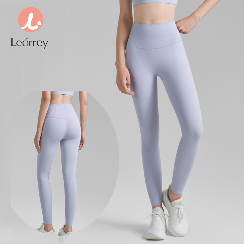 Leorrey-กางเกงเลกกิ้งโยคะเอวสูงแบบไร้ตะเข็บ เสริมก้น ฟิตเนส กางเกงเลกกิ้งกีฬา