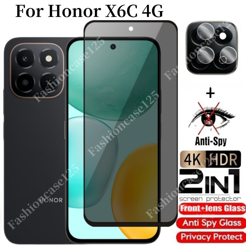 2in1 Honor X6C 4Gกระจกนิรภัยส่วนตัวAnti-Spyคลุมทั้งหมดป้องกันหน้าจอAnti Peekความเป็นส่วนตัวฟิล์มสําห