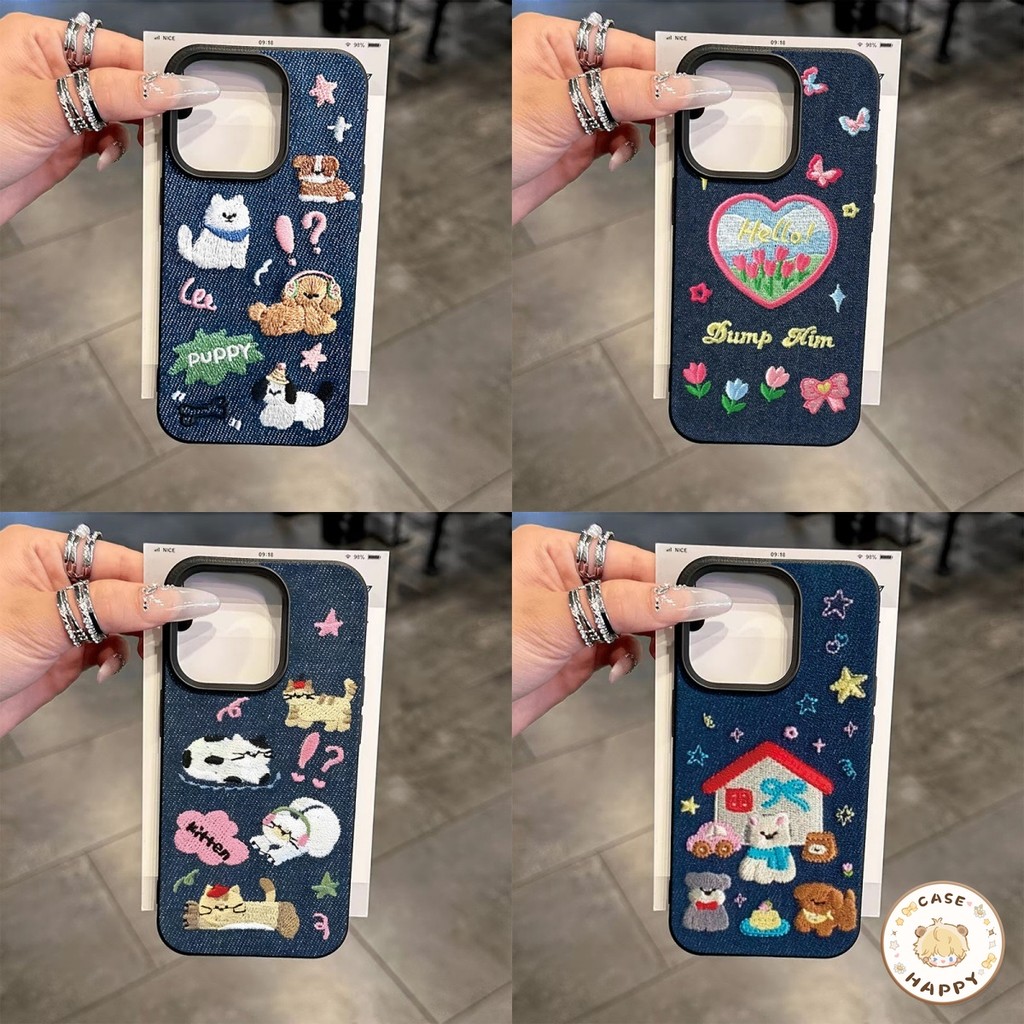 เคสไอโฟน 17 16 สำหรับ iPhone 15 14 11 13 12 Pro Max X XR XS Max 7 16 15 Plus แฟชั่นคาวบอยลูกสุนัขน่ารักที่ส่องประกายดาว