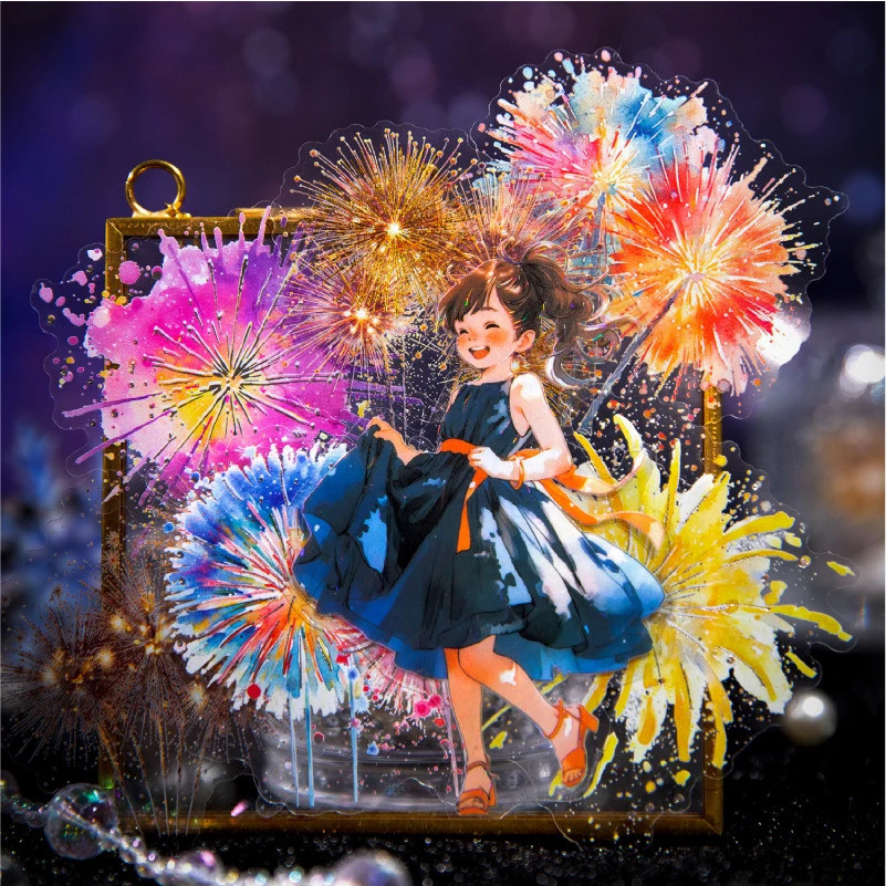 Journal GO 10pcs Glitter ฤดูหนาวสติกเกอร์ Vintage ตกแต่ง Firework Decals สําหรับ Journaling Scrapboo