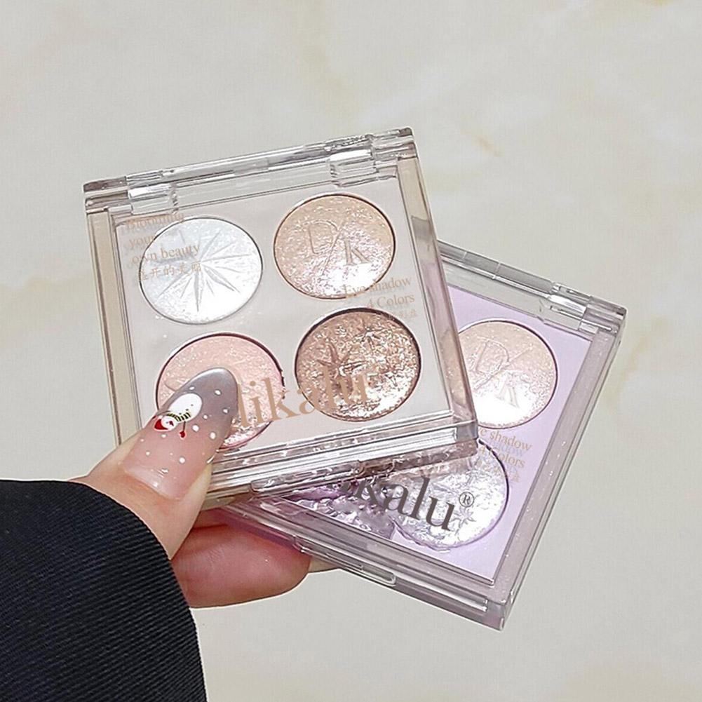 4 สี Glitter Eyeshadow Palette Highlight Pearly Shiny Shiny เลื่อมอายแชโดว์เหมาะสําหรับ Y2P1
