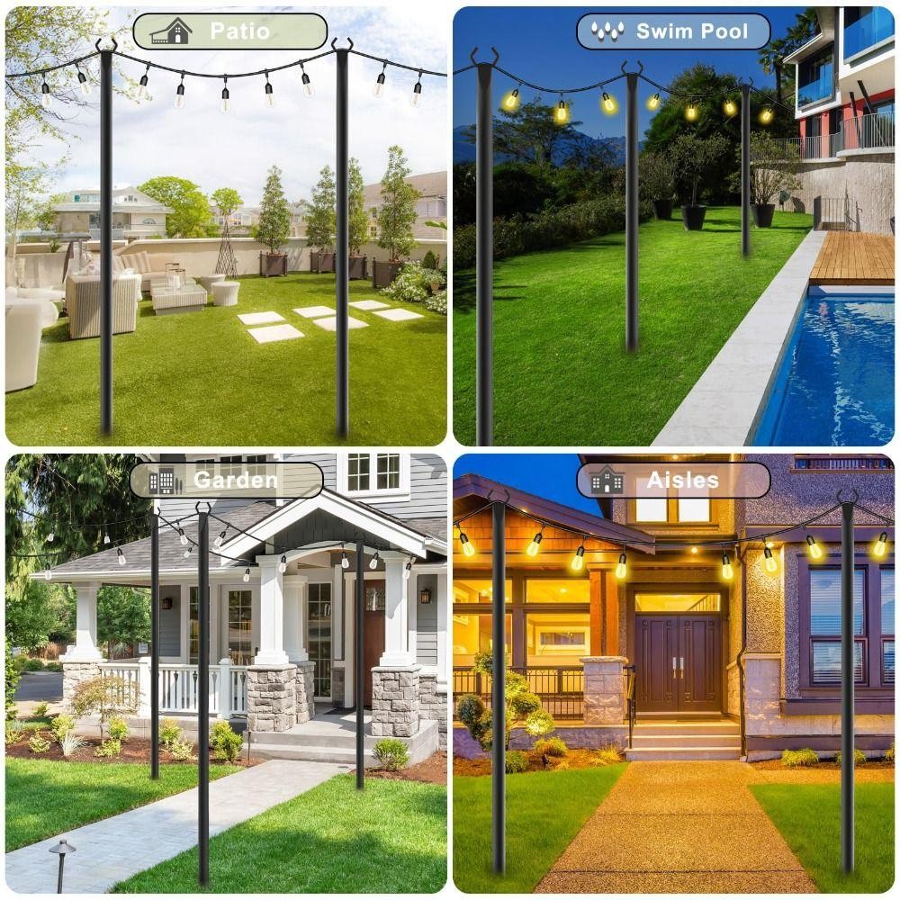 WMES1 2 ชิ้น String Light Poles, Heavy Duty ปรับความสูงเสาไฟขาตั้ง,ขาตั้งโลหะรั้วก่อสร้างวงเล็บทนทานกลางแจ้ง String ไฟ Deck LIGHT ราคา ถูกที่สุด ดีลบีเคเค แกลเลอรีภาพที่ 6