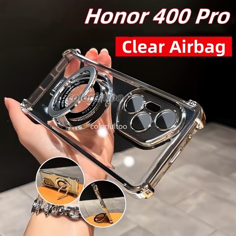 Honor 600 Proปลอกอ่อนสําหรับHonor 400 Pro Lite 400Pro 400Lite Honor400 600Lite 600Pro5G Clear Jellyกันกระแทกพร้อมขาตั้งแม่เหล็กผู้ถือหนาถุงลมนิรภัยกันชนฝาครอบโทรศัพท์