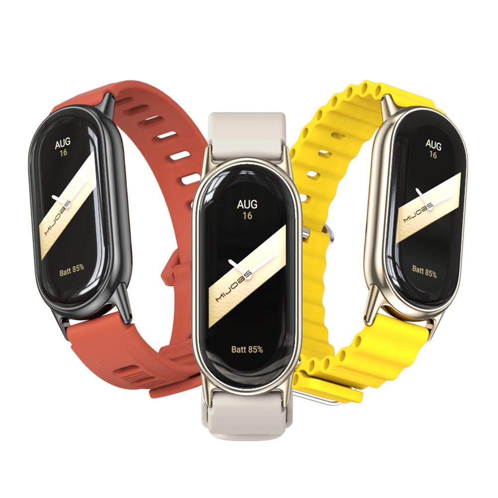 MIJOBS สำหรับ Mi Band 9 สายรัดกันน้ำพร้อมขั้วต่อโลหะ/พลาสติกสำหรับ Xiaomi Smart Band 8 NFC สายนาฬิกาสำหรับผู้ชายและผู้หญิงแบบสปอร์ต