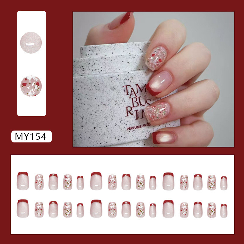 30 ชิ้นเล็บปลอมชุด Fine Shimmering Pearl เล็บปลอม MY154 รูปที่ 2