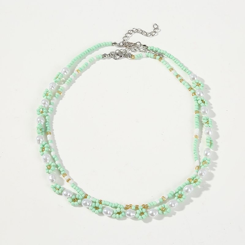 [Bo Ye] ชุด 2 ชิ้น/อินสไตล์ Classy Bohemian Clavicle Chain, สร้อยคอลูกปัดสองชั้นแฮนด์เมด, ดีไซน์นิช,