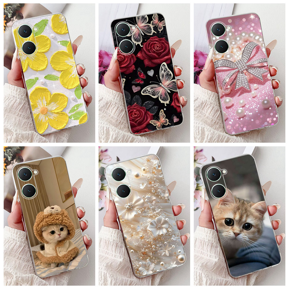 เคสสำหรับ VIVO Y03 Y03T Y18 Y18i Y18e Y18t Y18s Y28e 5G เคสโทรศัพท์แมวสามสีซิลิโคนกันกระแทก