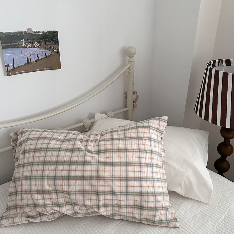 ตารางสีชมพูและสีเขียว ผ้าฝ้ายแท้คุณภาพสูง Super Soft 800TC pillowcase ปลอกหมอนผ้าฝ้ายหวีผ้าฝ้าย 100% ราคา ถูกที่สุด ดีลบีเคเค แกลเลอรีภาพที่ 8