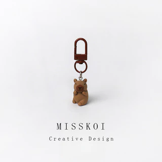 MISSKOI การ์ตูนชุดสีกาแฟ Kapibara พวงกุญแจ Creative Sweet กระเป๋าเป้สะพายหลังจี้