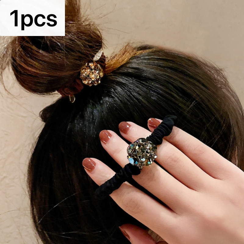 แสงหรูหราอารมณ์ พลอยเทียม ยืดหยุ่นสูงทนทานลําไส้ขนาดเล็กผมแหวนไม่เจ็บผมยางรัดหัว โร