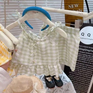 พร้อมส่ง ชุดเซ็ตเสื้อ+กางเกง เสื้อเด็กผู้หญิง ชุดเซ็ทเด็ก ลายสก็อตสีพาสเทลสวยหวาน ใสเย็นๆเบาๆสบายๆ "DA-M"