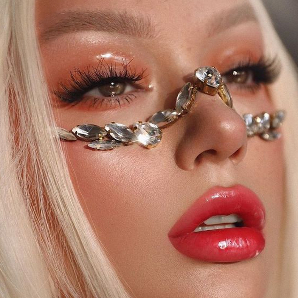 เพชร Eye Chain Rhinestone Face Chain แว่นตา High-End หรูหราแฟชั่น Street ยิงเครื่องประดับ Face อุปกร