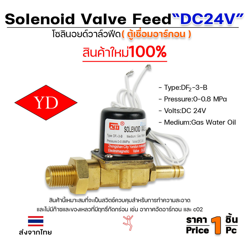 โซลินอยด์ วาล์วฟีด (ตู้เชื่อมอาร์กอน) รหัส DF2-3-B ไฟ DC24V