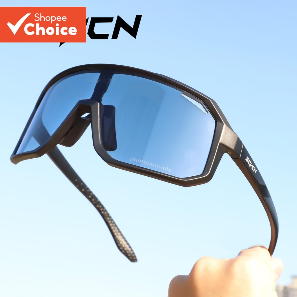 แว่นตาปั่นจักรยานแบบโฟโตโครมิก SCVCN | กรอบน้ําหนักเบา UV400 และเลนส์ป้องกันแสงสะท้อน HD สําหรับ MTB/ถนน/เดินทาง