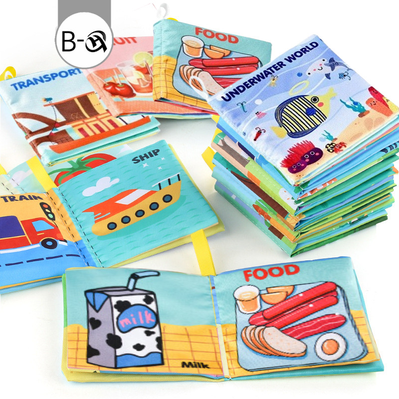 BHQ หนังสือผ้าสำหรับเด็ก ของเล่นหนังสือผ้า ฉีกขาดไม่ได้ ล้างทําความสะอาดได้ ของเ