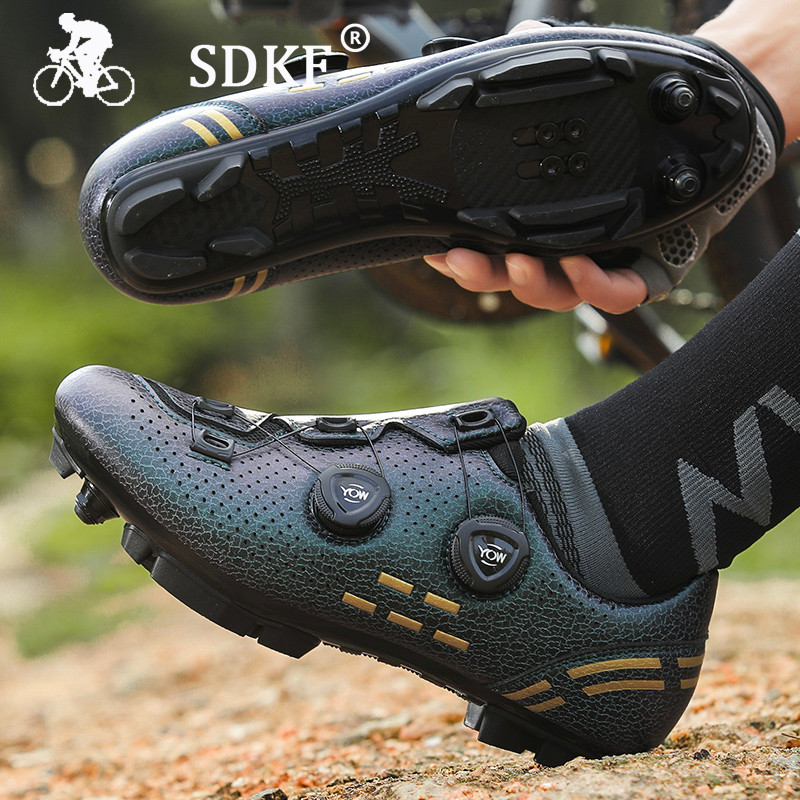 SDKF รองเท้าจักรยานเสือภูเขา SPD น้ําหนักเบามาก MTB Turquoise วัสดุความเร็วระบายอากาศ
