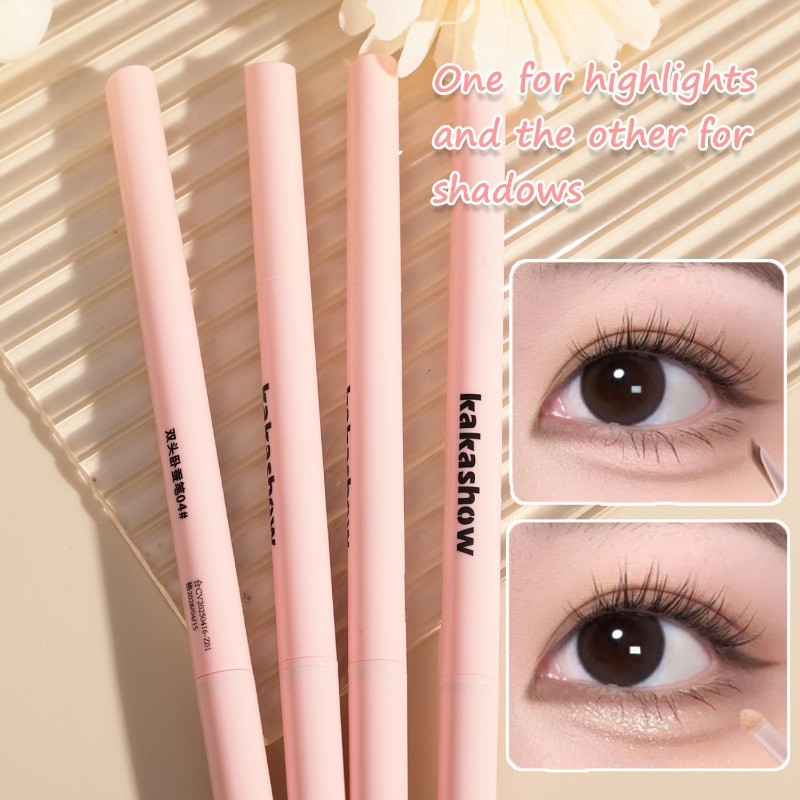 Double-ended Silkworm Liner Makeup - Diamond Glitter & Matte Finish Brightening Cream Shadow Highlighter Pen Tool - รูปที่ 3