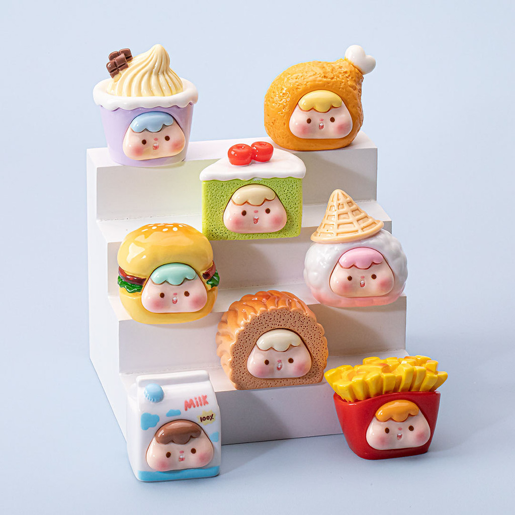 8PCS น่ารักเค้กนมแฮมเบอร์เกอร์อาหารเด็กเรซิ่น Charms สําหรับ DIY (7-283)