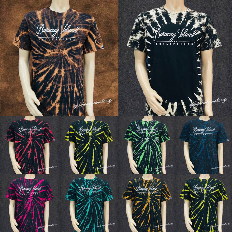 เสื้อยืด Boracay Island 3D พิมพ์ลายสีน้ําตาลสีรุ้งสีดําเปิดแขนสั้น