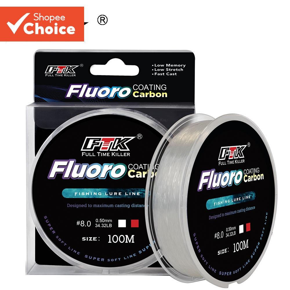 100M Fluorocarbon เคลือบ 4.136LB-34.32LB คาร์บอนไฟเบอร์ Monofilament Leader Line ปลาคาร์พตกปลา Sinking