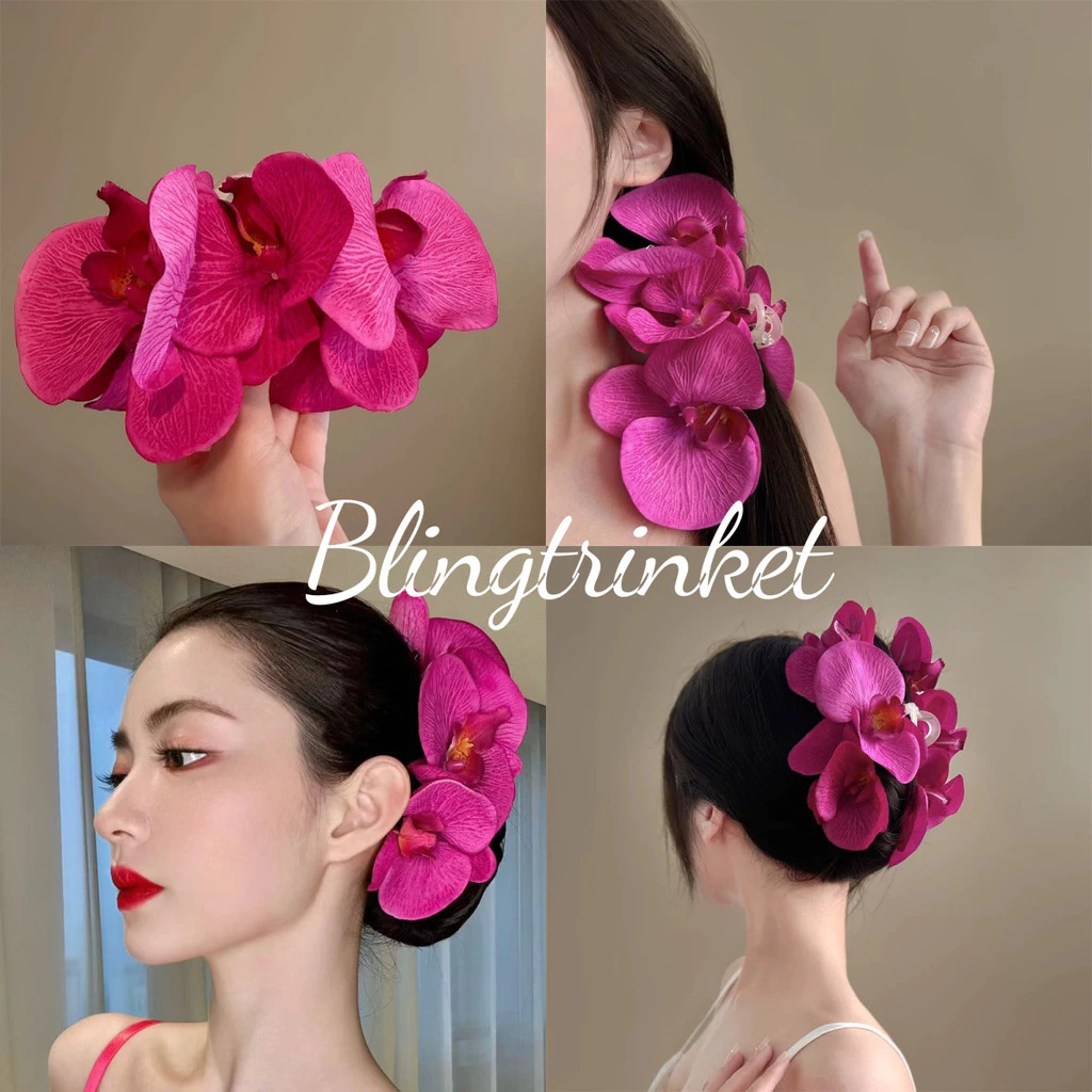 Blingtrinket🌸กิ๊บติดผมลายดอกไม้🌸ขนาดใหญ่ เครื่องประดับผมกล้วยไม้ กิ๊บติดผมแฟชั่นสําหรับผู้หญิง พร้อมส่งในไทย