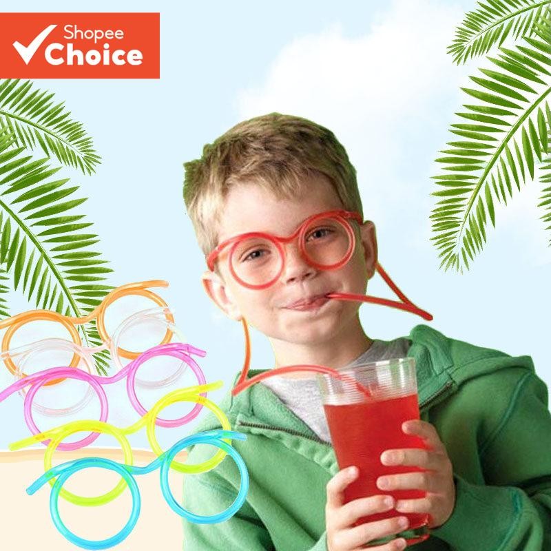 สนุกเด็กฟางตาแว่นตาสําหรับเด็กที่มีสีสันพรรคดื่มแว่นตาแปลกน่ารักอุปกรณ์เสริม
