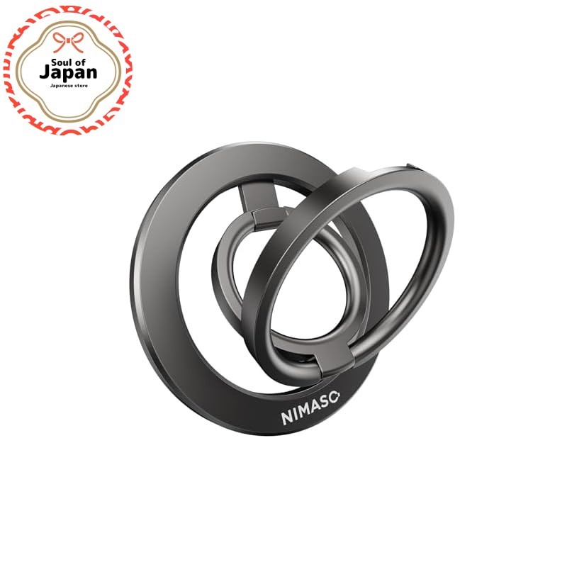 Nimaso Smartphone Ring MagSafe Magnetic 360° Rotation Metal Ring Black【Direct from Japan】