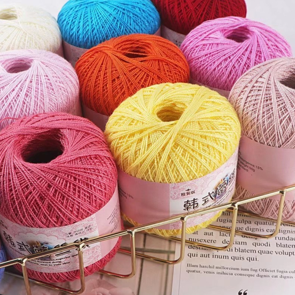 evebell เส้นด้ายผ้าฝ้าย no.8 ไหมพรมลูกไม้ 2ply สไตล์เกาหลี เส้นด้ายโครเชต์บาง