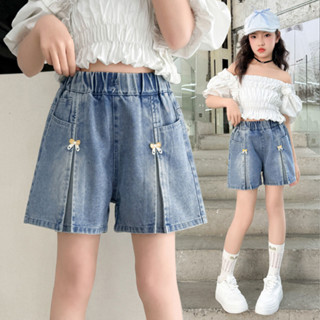 2025 กางเกงขาสั้นเดนิมสำหรับเด็กผู้หญิง สไตล์เกาหลี กางเกงขา…