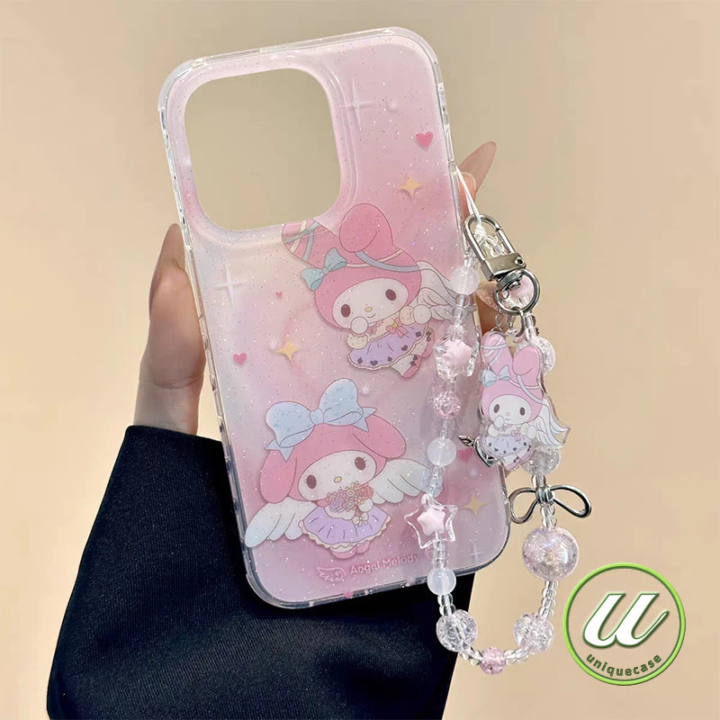 การ์ตูนรักหัวใจแองเจิลเมโลดี้น่ารักดูเดิลใส เคส IPhone 11 17 16 12 15 13 14 Pro Max XR 7Plus X 8 7 16 15 Plus XS Max SE