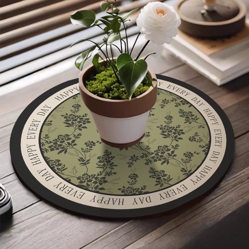 แผ่นรองแจกันสไตล์ฝรั่งเศส หนังดูดซับ หรูหรา แผ่นรองระบายน้ำบนโต๊ะ แผ่นรองกระถางดอกไม้ แผ่นรองถ้วยกาแฟแห้งเร็ว - รูปที่ 7