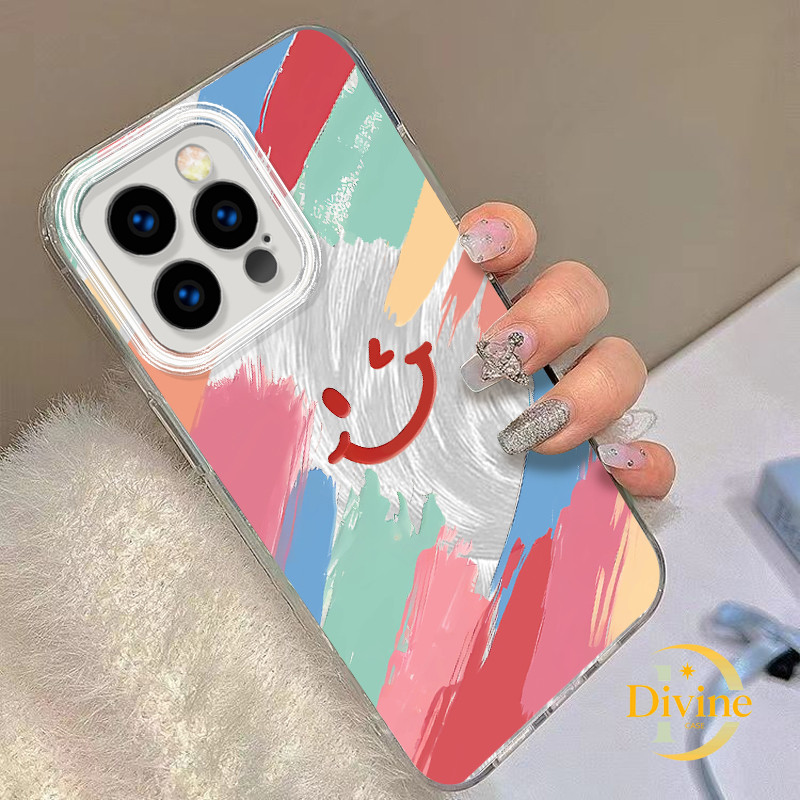 สําหรับ IPhone B715 Pro Max 11 12 13 14 Pro Max X XR XS Max 7Plus 8Plus smiley Oil cat Face เคสโทรศั