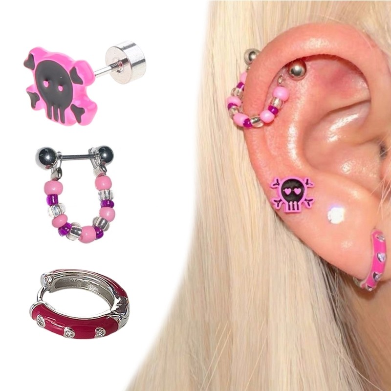 XI ประกายอุปกรณ์เสริมหู Pins หู Studs หูหัวเข็มขัดวัสดุโลหะผสมสําหรับ Egirls