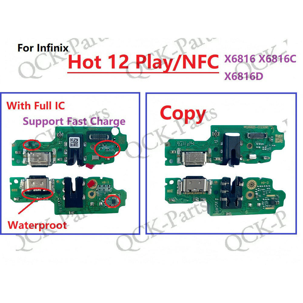 พร้อม IC USB ชาร์จแท่นชาร์จพอร์ตขั้วต่อ Flex Cable สําหรับ Hot 12 Play X6816 X6816C X6816D