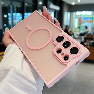 หรูหรา Matte เคสโทรศัพท์แม่เหล็กสําหรับ Samaung Galaxy S24FE S25 S24 S23 Ultra S24 S25 Plus เลนส์ป้องกัน Drop resistant ฝาครอบ