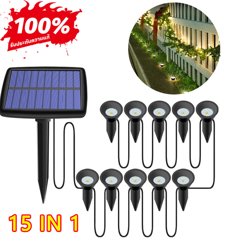 15 in 1 Solar Underground Lawn Light สวนโคมไฟสนามหญ้ากลางแจ้งสวนโคมไฟสนามหญ้า 5v 100MA 0.5W แผงโซลาร์เซลล์