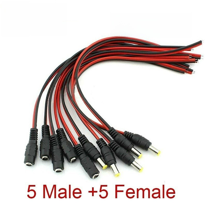 10 ชิ้น/ล็อต 2.1x5.5 มม.ชายหญิงปลั๊ก 12V Dc Power Pigtail สายแจ็คสําหรับกล้องวงจรปิดกล้องเชื่อมต่อหางขยายลวด