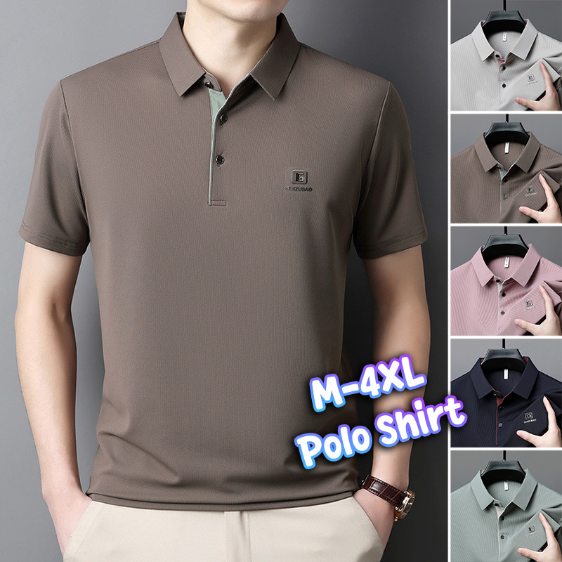 เสื้อโปโลผู้ชาย เสื้อคอปก ปักลาย โอเวอร์ไซส์ ลายคลาสสิก แขนสั้น 5 สี